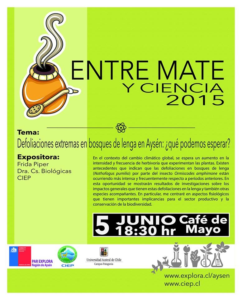 PAR EXPLORA Aysén invita a participar "Entre mate y ciencia" con la Dra. Frida Piper.