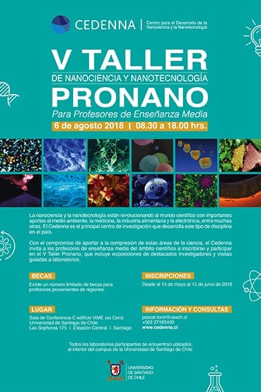 Invitan al V Taller para profesores de enseñanza media Pronano 2018