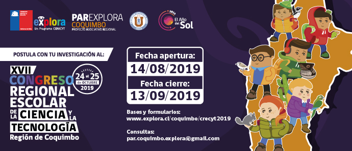 Ya están abiertas las convocatorias para postular al Congreso Regional Escolar de la Ciencia y la Tecnología 2019