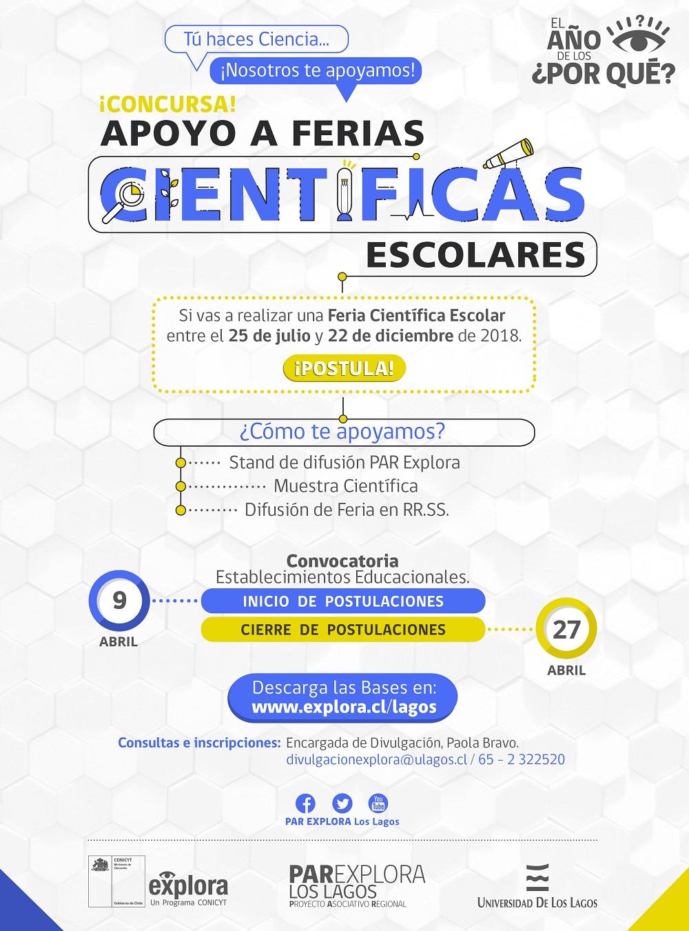 Explora Los Lagos apoya tu feria científica escolar