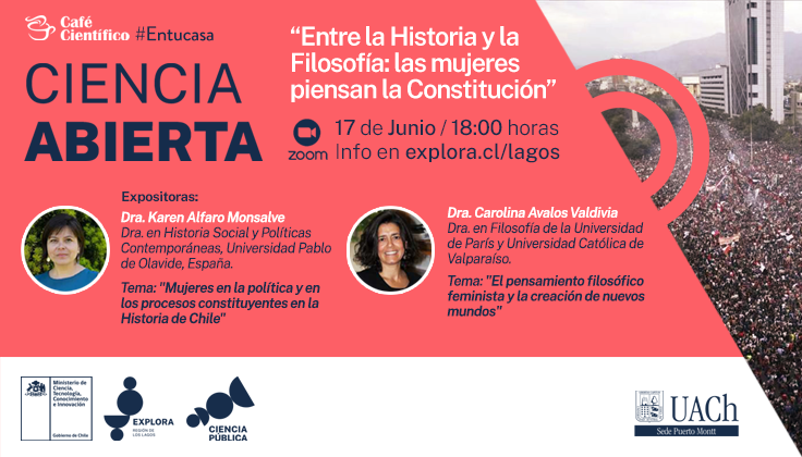 INSCRIPCIONES ABIERTAS: Café Científico «Entre la Historia y la Filosofía: las mujeres piensan la Constitución», jueves 17 de junio a las 18:00 hrs. a través de Zoom