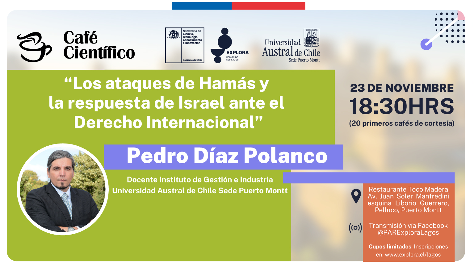 «Los ataques de Hamás y la respuesta de Israel ante el Derecho Internacional» será el tema de un nuevo Café Científico