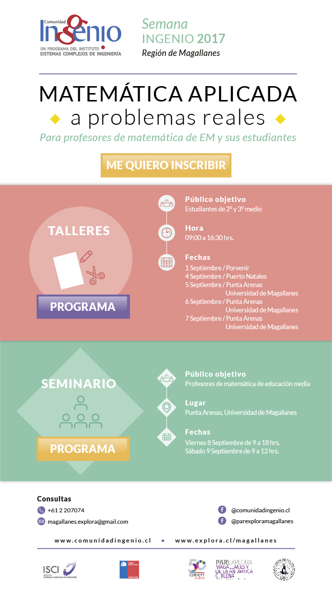 Invitan a estudiantes de educación media y profesores a participar de los talleres y seminario de Comunidad InGenio