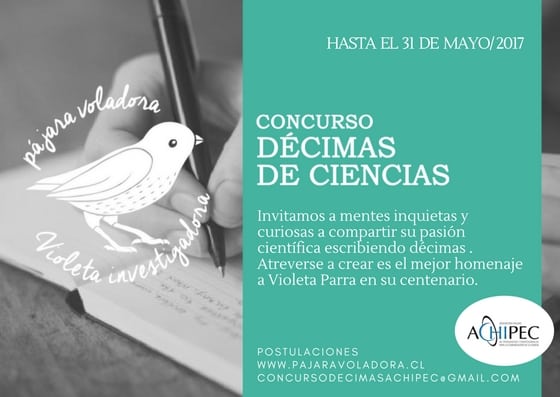 Invitación a participar del Concurso Décimas de Ciencia “Pájara voladora, Violeta investigadora”