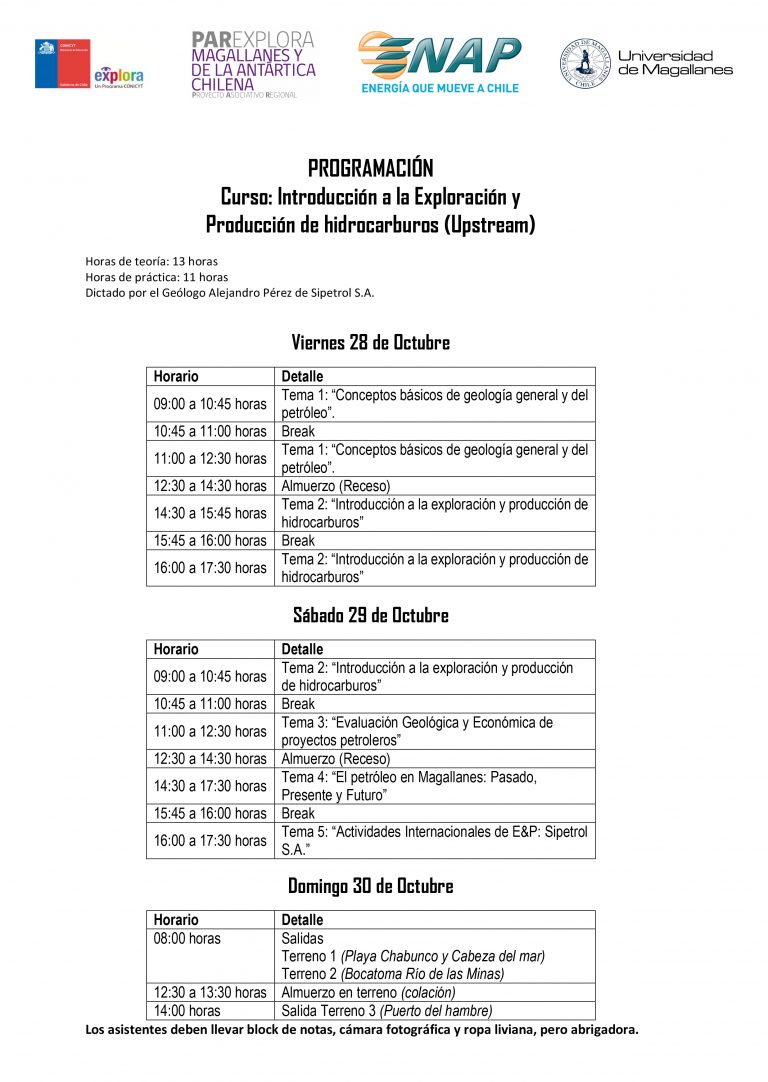 ENAP Magallanes dictará curso de Exploración y Producción de Hidrocarburos para estudiantes y ex alumnos de la UMAG