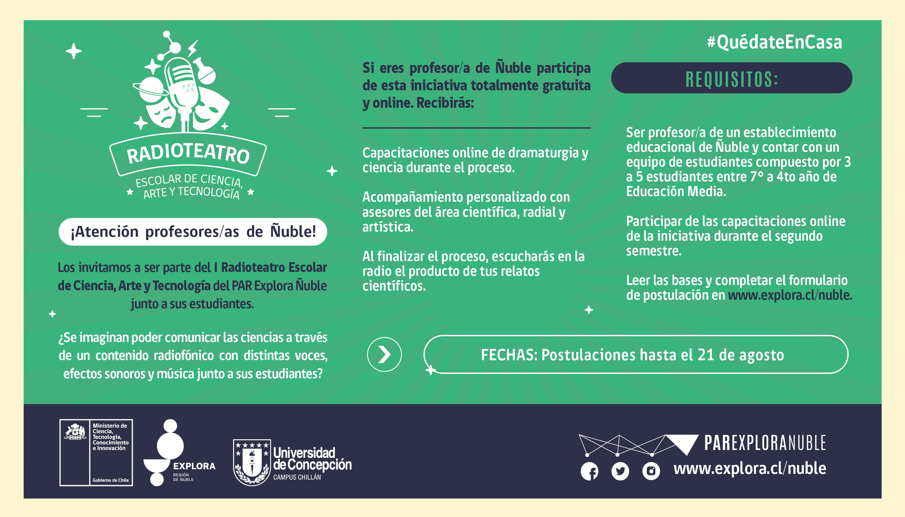Iniciamos periodo de postuación al I Radioteatro Escolar de Ciencia, Arte y Tecnología