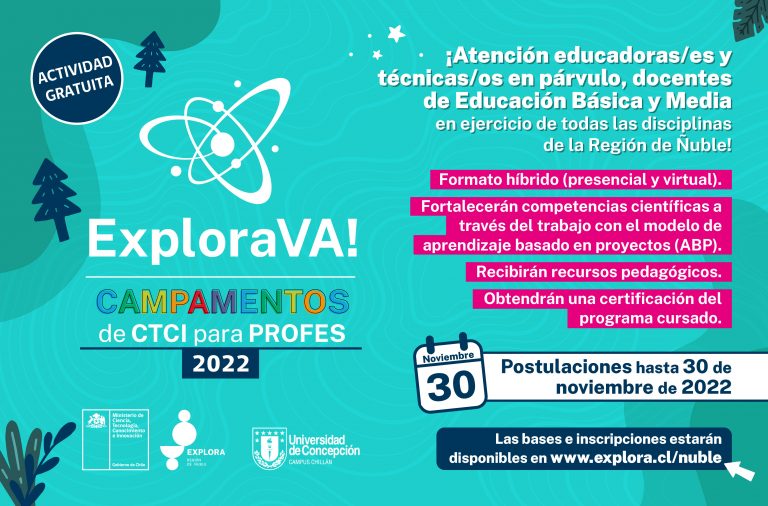 Se abren postulaciones de “Campamento para profes Explora VA! 2022”