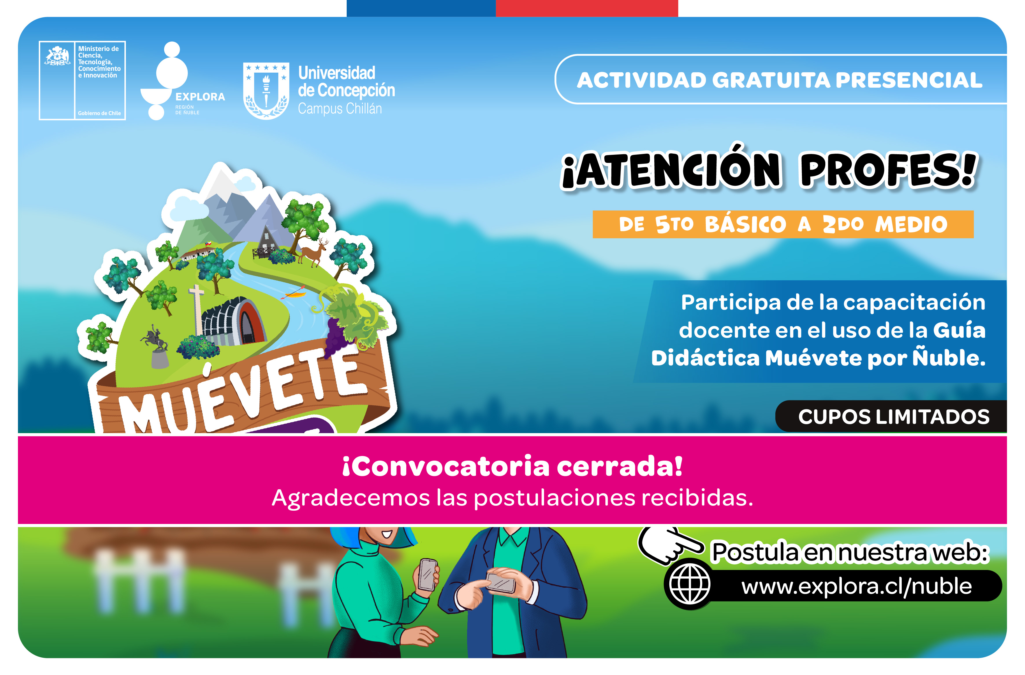 CIERRE DE CONVOCATORIA – Capacitación: Uso de guía Didáctica para juego “Muévete por Ñuble”