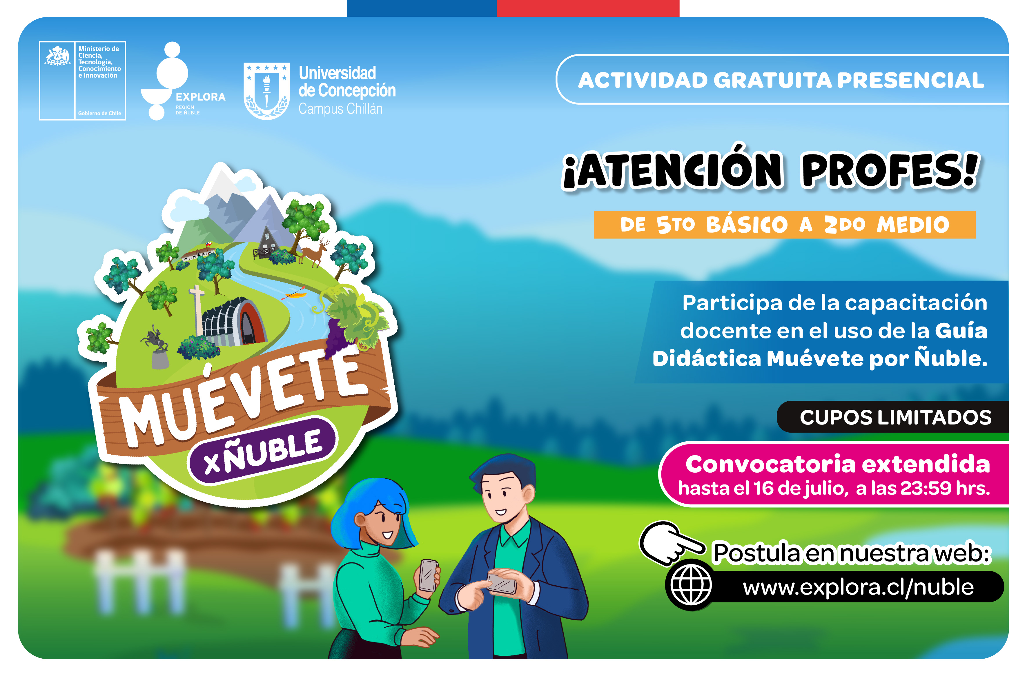 EXTENSIÓN Convocatoria Capacitación: Uso de guía Didáctica para juego “Muévete por Ñuble”