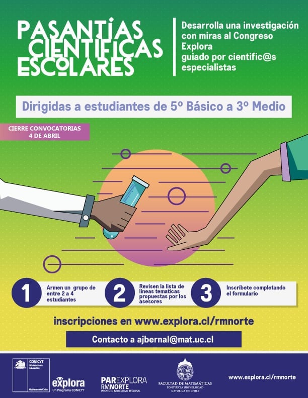 Inscríbete y participa en las Pasantías Científicas Escolares del PAR Explora RM Norte