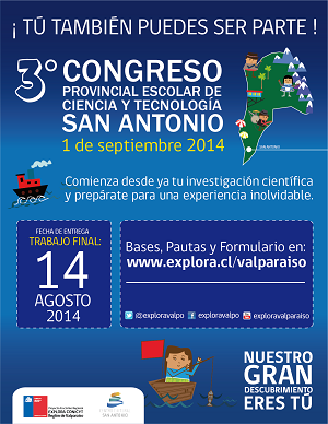 Sé parte del 3° Congreso Provincial Escolar de Ciencia y Tecnología de San Antonio