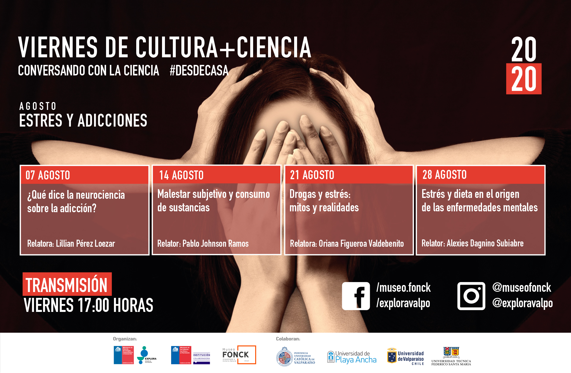 El estrés y las adicciones serán las temáticas de agosto de los Viernes de Cultura + Ciencia #desdecasa