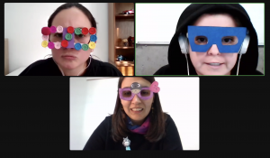 imagen sobre los personajes en la Intervención artística sobre Bioética: Profe, Pedrito y Juanita